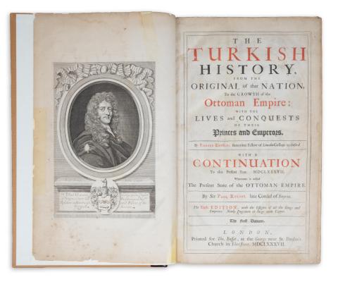 Rycaut, Paul - Knolles, Richard: The Turkish history, from the original of that nation, to the growth of the Othoman Empire: with the lives and conquests of their princes and emperors. With a continuation to this present year. The sixth edition. [1-2.]  London, 1687, Thomas Basset 