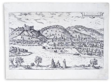 Pozsony látképe: Braun, Georg - Hogenberg, Frans – Pressburg. Posonium vel Pisonium vt Lazius Hungariae urbs. 1588 Köln 