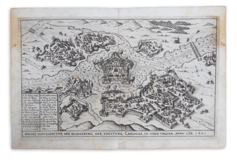 Nagykanizsa látképe: Siebmacher, Johann - Wahre Contrafactur der Belegerung der Voestung Canischa in Nider Ungern...[Kanizsa ostroma 1601]  Nürnberg, 1620. [in der Furhmännischen Druckerey, bey Johann Friderich Sartorio] 