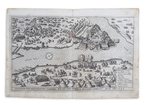 Komárom látképe: Siebmacher, Johann - Conterfactur der Voestung Comorra...[Komárom ostroma 1594]  Nürnberg, 1620. [in der Furhmännischen Druckerey, bey Johann Friderich Sartorio] 