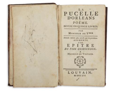 Voltaire: La Pucelle d’Orléans. Poëme. Divisé en quinze livres. Par Monsieur de V***.   Louvain, 1756 