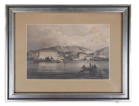 Balatonfüred látképe: Rohbock, Ludvig - Balatonfüred a tó felöl  Darmstadt, 1856, Druck & Verlag von Gustav Georg Lange 