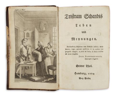 Sterne, Laurence: Tristram Schandis Leben und Meinungen. 1-4 theil. [von 9] 2db.  Hamburg, 1774, Ben Bode 