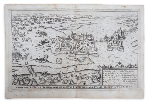 Szigetvár látképe: Siebmacher, Johann - Wahre Conterfactur der Belegerung der Vöstung Zigeth...[Szigetvár ostroma 1566]  Nürnberg, 1620. [in der Furhmännischen Druckerey, bey Johann Friderich Sartorio] 