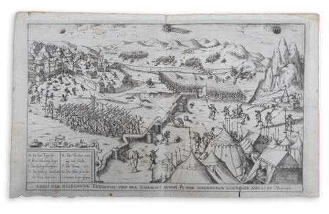 Tergovist látképe: Siebmacher, Johann - Abris der Belegrung Tergovist, und der Schlacht, so vom Pr. von Sibenburgn...[Tergovist elfoglalása 1595-ben]  Nürnberg, 1620. [in der Furhmännischen Druckerey, bey Johann Friderich Sartorio] 