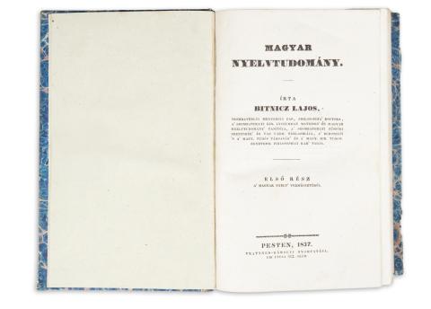 Bitnicz Lajos : Magyar nyelvtudomány  Pesten, 1837. Trattner-Károlyi 