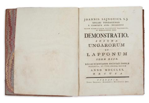 Sajnovics [János] Joannis: Demonstratio. Idioma Ungarorum et Lapponum idem esse.  Tyrnaviae, [1771.] Typis Collegi Academici Societatis Jesu 