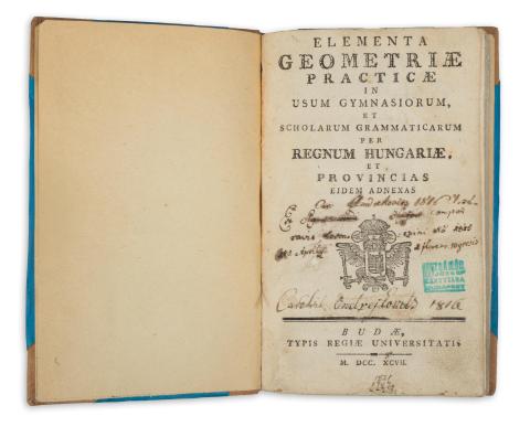 Makó Pál : Elementa geometriae practicae in usum gymnasiorum et scholarum grammaticarum per Regnum Hungariae et provincias eidem adnexas  Budae, 1797, Typis Regiae Universitatis  