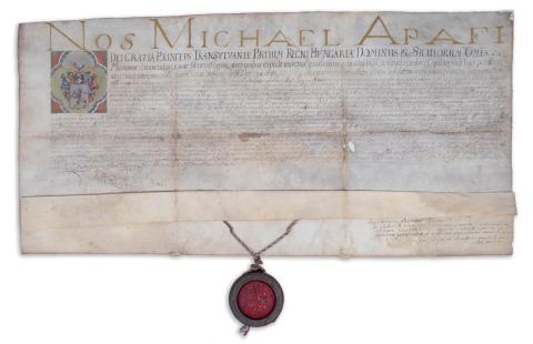 Apafi Mihály címereslevele 1673 Ebesfalva 