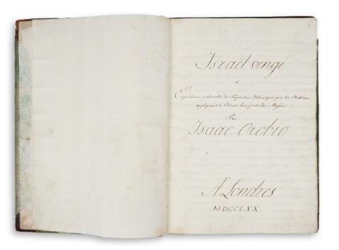 Orobio de Castro, Isaac: Israël vengé ou Exposition naturelle des prophéties hébraïques que les Chrétiens appliquent à Jésus, leur prétendu Messie.  Londres, 1770 