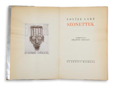 Labé, [Louise] Louïze: Szonettek  [Temesvár, 1936.] Uj Genius 
