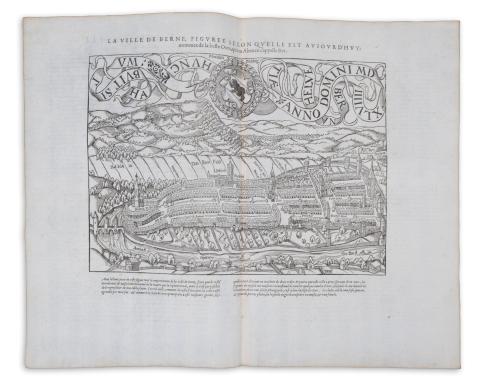 Belleforest, François de: Anno domini MDXLVIIII Berna Helvetiae hunc habuit situm. La ville de Berne, figurée selon quelle est auiourd'hui nommée de la beste Ours, qui en aleman s'appele Ber.  Paris, 1575. 