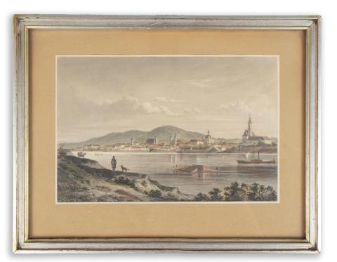 Vác látképe: Rohbock, Ludwig – Poppel, Johann: Vácz a Duna felől / Waizen (Donauseite.)  Darmstadt, 1856, Druck & Verlag von Gustav Georg Lange 