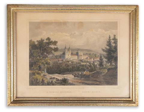 Zirc látképe : Rohbock, Ludwig - A zirczi apátság – Abtei Zircz  Darmstadt, 1856 