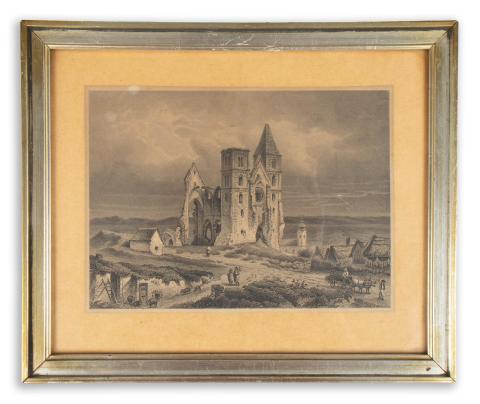 Zsámbéki templom látképe : Rohbock, Ludwig - Fesca, Adolf: A zsámbéki templom. / / Ruine der Kirche zu Zsambek.  Darmstadt, 1856, Druck & Verlag von Gustav Georg Lange 