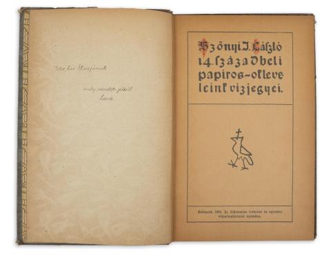 Szőnyi I. László: 14. századbeli papiros-okleveleink vízjegyei  Budapest, 1908, Athenaeum 