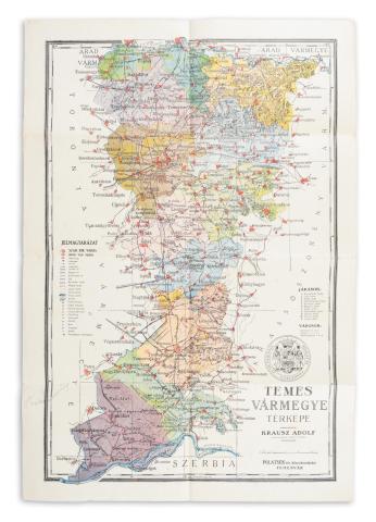 Temes vármegye térképe  Temesvár, 1905 cca, [Szeged, Traub B. és Tsa.] 