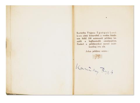 Karinthy Frigyes: Együgyü lexikon  Budapest, 1923. Pantheon [Globus ny.] 