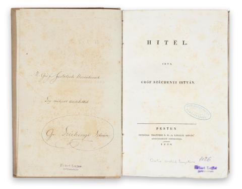 Széchenyi István: Hitel  Pesten, 1830. Trattner és Károlyi. 