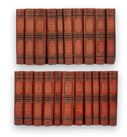 Az Osztrák-Magyar Monarchia írásban és képben. Rudolf trónörökös... kezdeményezéséből és közreműködésével. I-XXI. köt. Komplett [piros]  Bp. 1886-1901. M. Kir. Állam nyomda. 