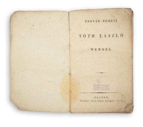 Ungvár-Németi Tóth László: - - versei. 40000 Pesten, 1816, Trattner János Tamás 