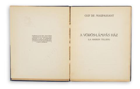 Maupassant, Guy de: A vörös-lámpás ház. (La maison tellier)  Budapest, 1921, Pán könyvk. [Thália műintézet] 