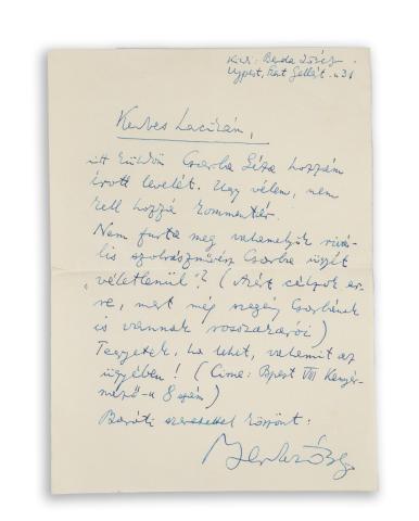 Berda József költő levele dr. Kerényi Lászlóhoz  Újpest, [1940] 