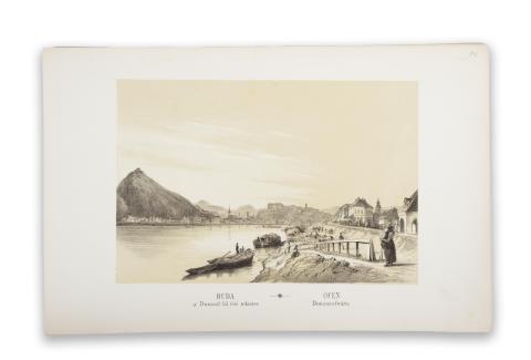 Alt, Rudolf - [Sandmann, Franz Xaverg: Buda a Dunáról föl felé tekintve - Ofen Donauautwärts. Kőnyomat   Pest, Hartleben, 1845.  