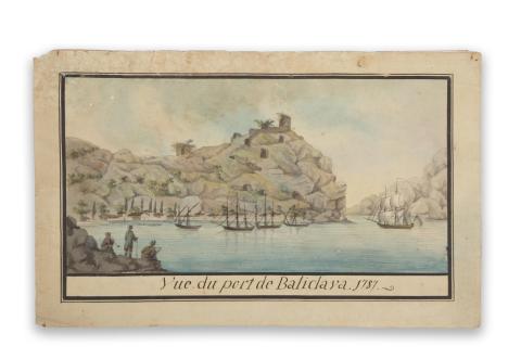 Balaclava kikötője a Krim-félszigeten. 1787. Akvarell.   