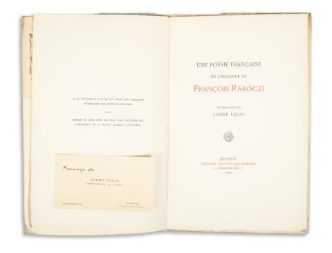 Fournaux, D.: Une poésie française en l’honneur de François Rákóczi. Réimprimée par André Leval  Budapest, 1914. Gustave Banschburg 