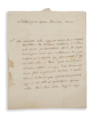 Eder József Károly levele Zágoni Aranka Görgynek   Szeb. [Nagyszeben], 1808. augusztus 3.  