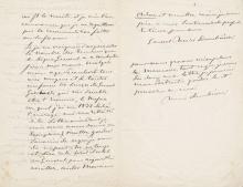Dembiński, Henryk (1791-1864) lengyel katonatiszt, az 1848-49-es magyar szabadságharc egykori honvéd altábornagya autográf, francia nyelvű levele Maxime Ducampnak.
