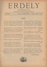 Erdély. Honismertető lap. Erdély népei, A mi fürdőink és Kerékpáros turista czimű önálló mellékletekkel. Szerkesztette: Radnóti Dezső. Kiadja: Az Erdélyi Kárpát-Egyesület. VII. évfolyam. 1898 Kolozsvárt Gombos Ferencz ny