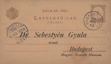 Dr. Sebestyén Gyulának szóló levelezőlap-gyűjtemény.