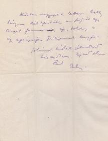 Szent-Györgyi Albert (1893-1986) biokémikus autográf levele Rusznyák István orvosprofesszorhoz.