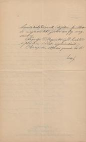 Wekerle Sándor (1848-1921) miniszterelnök által saját kezűleg aláírt, hivatalos levél.