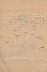 Szathmáry Károly, Péterfalvi (1831-1891) író, költő autográf levele Halmágyi Sándor írónak.