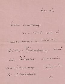 Szép Ernő (1884-1953) író autográf levele Wollner Ágnesnek, Lakner Artúr későbbi feleségének.