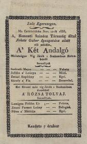 A Zala vármegyei Nemzeti Színész Társaság színlapja.