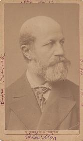 Jókai Mór (1825-1904) író dedikált időskori mellképe.