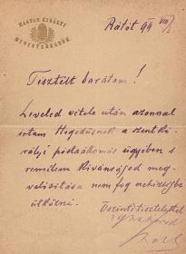 Széll Kálmán (1843-1915) miniszterelnök autográf levele gróf Festetich Kálmánnak.