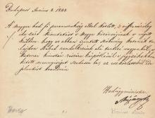 Mészáros Lázár (1796-1858) hadügyminiszter saját kezű aláírásával ellátott körlevele ismeretlen vármegyének.