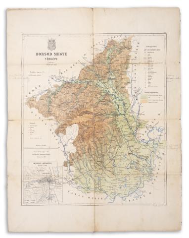 Gönczy Pál - Kogutowicz Manó: Borsod megye térképe  Bp. 1886. Posner Károly Lajos és Fia. 