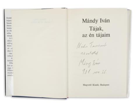 Mándy Iván : Tájak, az én tájaim  Budapest, 1981, Magvető Könyvkiadó 