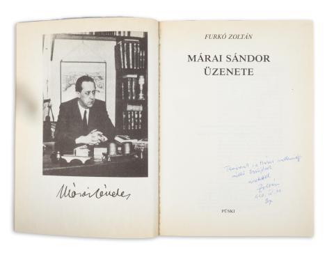 Furkó Zoltán : Márai Sándor üzenete  [Budapest], [1990], Püski Kiadó 