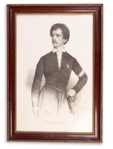 Barabás Miklós: Petőfi Sándor állóalakos portréja  Pesten, 1845, Walzel Ágost Frigyes 