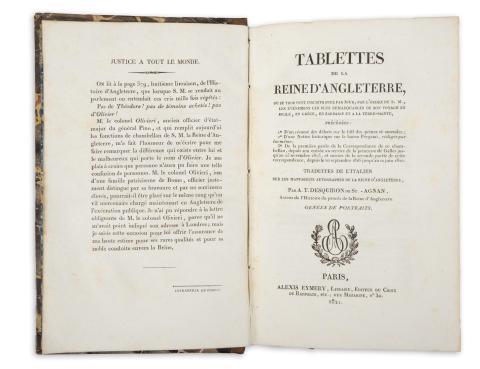 Desquiron de Saint-Agnan, Antoine-Toussaint : Tablettes de la reine d’Angleterre, ...  Paris, 1821. Alexis Eymery 