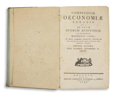 Pankl [Máté] Mattheus: Compendium oeconomiae ruralis, in usum suorum auditorum conscripsit…Editio altera  Posonii, 1793, Ioannis Michaelis Landerer de Füskut 