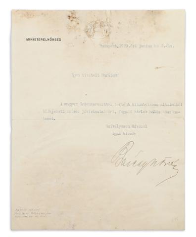 Bárczy István levele  Budapest. 1929. június 3. 