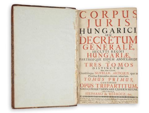  II. Rákóczi Ferenc Erdélyi Udvari Kancelláriája által használt Corpus Juris Hungarici  Tyrnaviae [Nagyszombat], 1696. Typis Academicis per Joannem Andream Hörmann. 